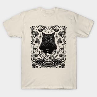 Black Cat in a Teacup T-Shirt